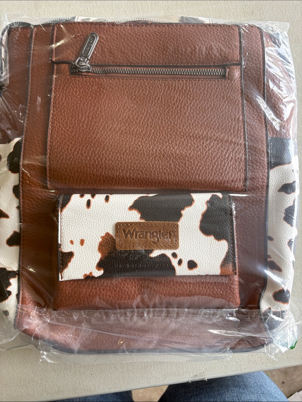 Wrangler Brown and White Cowhide Accent Men's Backpack